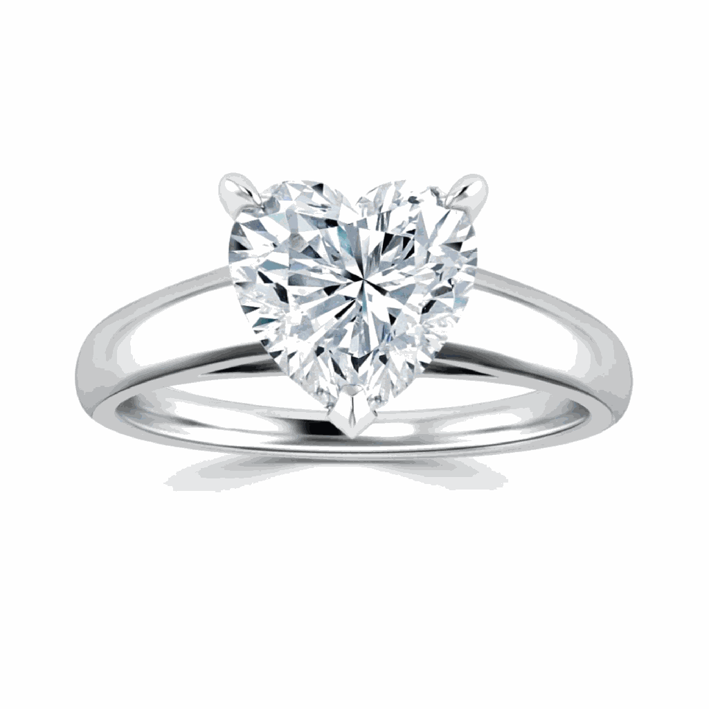  Heart Shape Solitaire Engagement Ring For Women
