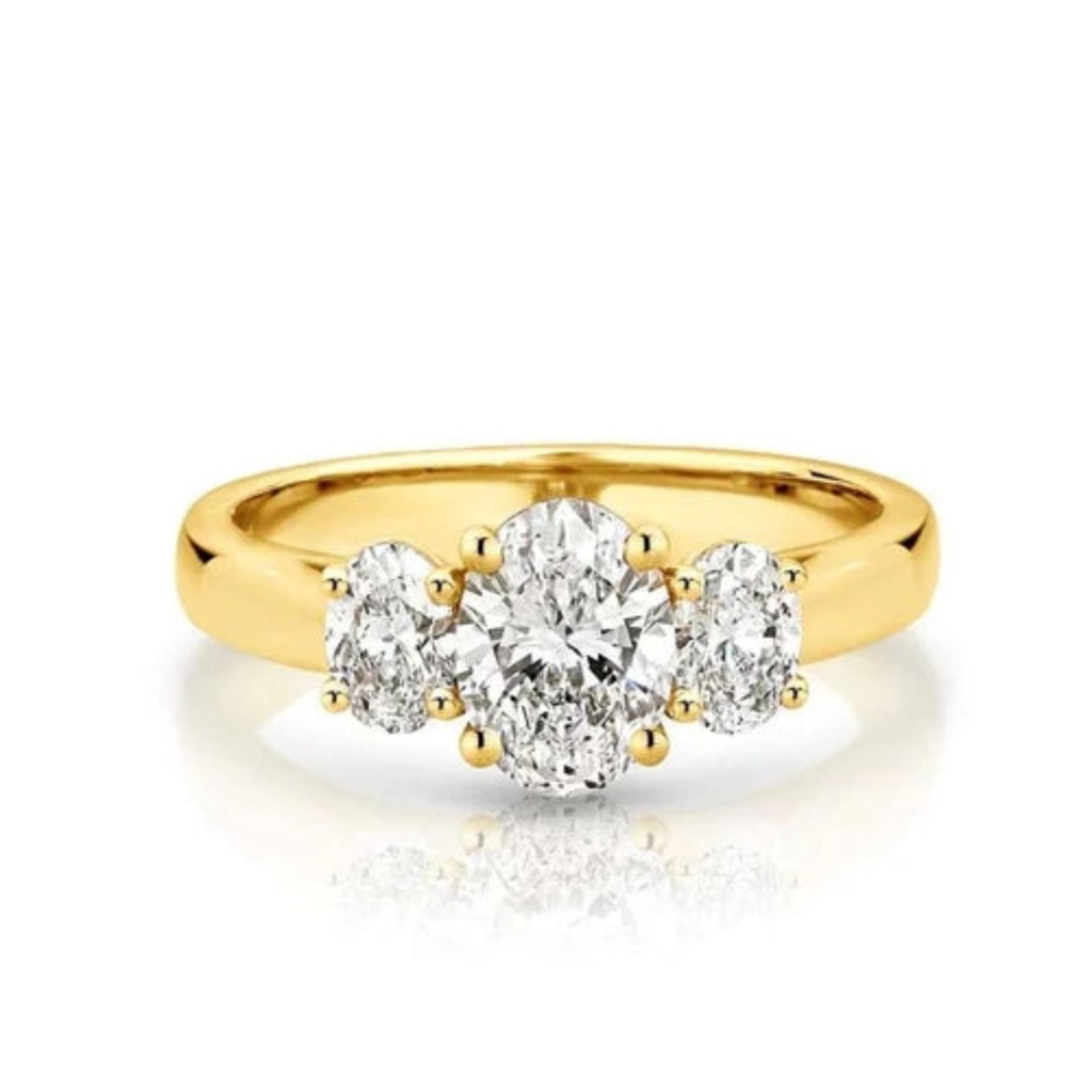  Oval Cut Three Stone Engagement Ring For Women