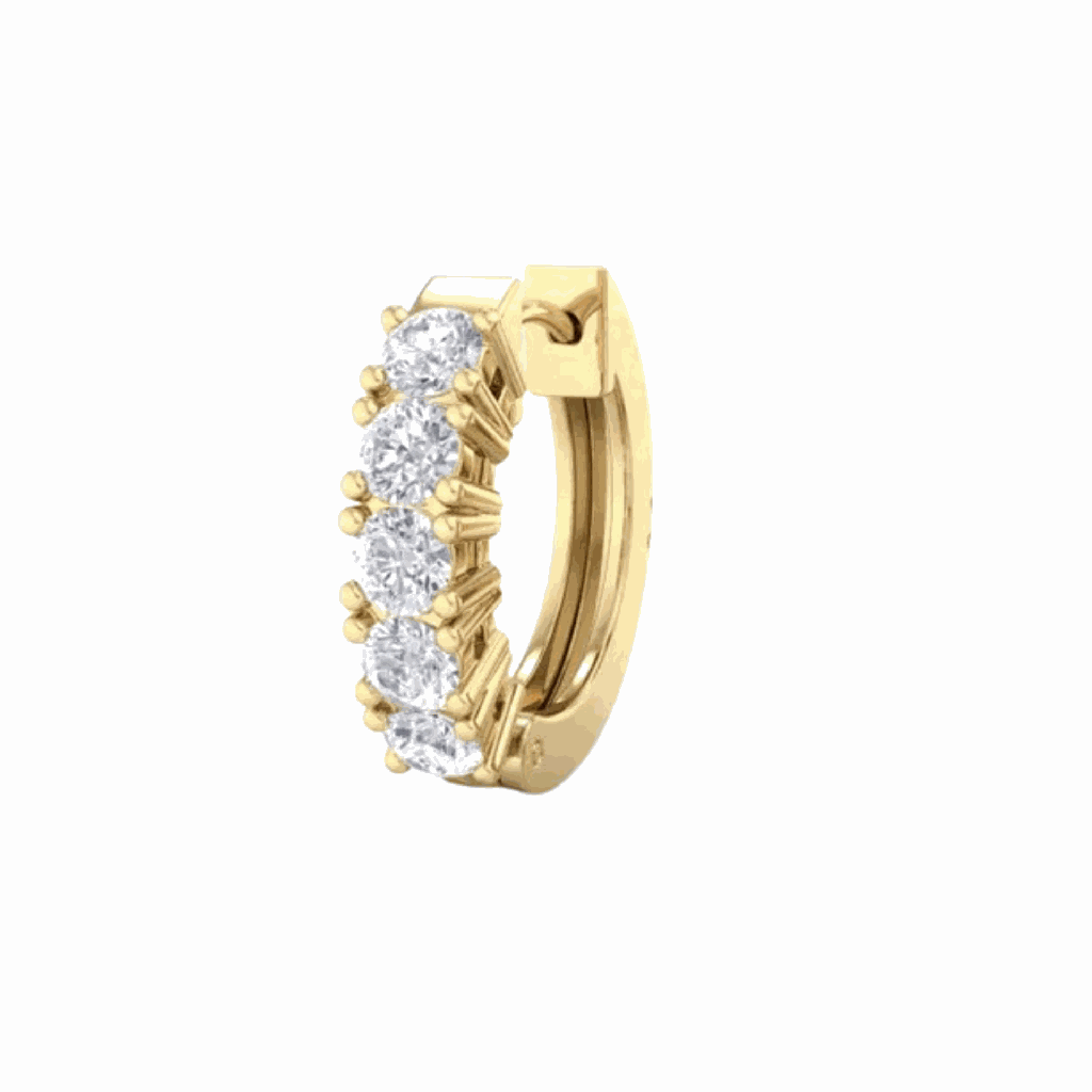  Round Shaped 5 Stone Hoop Earring for Women
