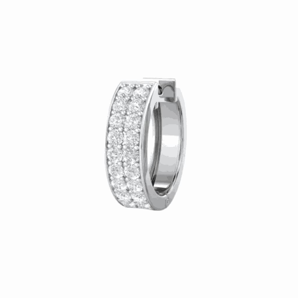  Round Cut Two Row Prong Set Hoop Earrings for Women