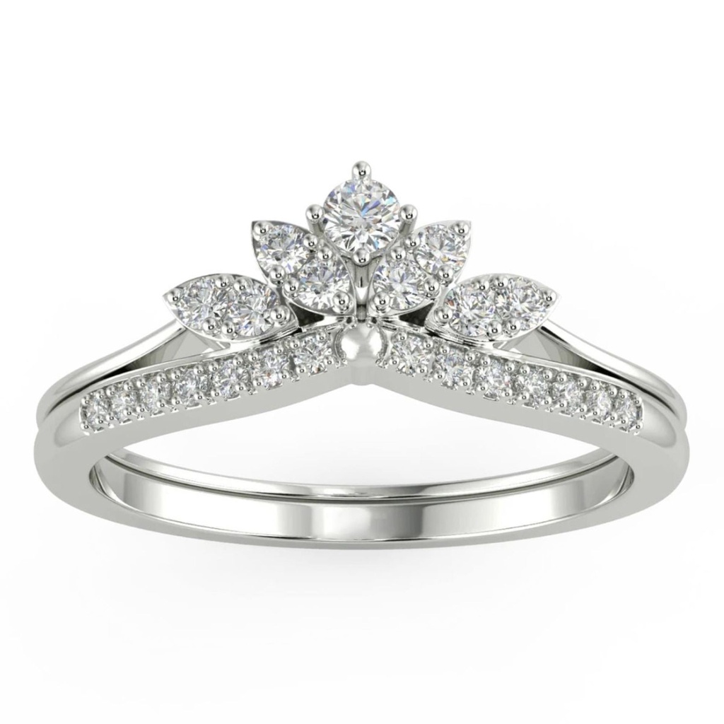  Curved Round Cut Moissanite Ring