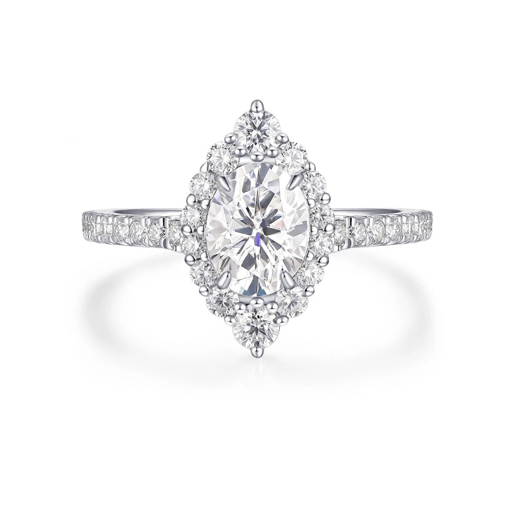 Oval Cut Halo Diamond Engagement Ring For Women