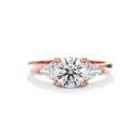  Round & Trillion Cut Moissanite Three Stone Ring 