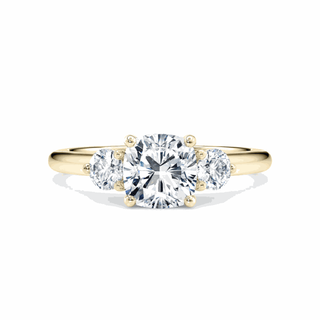 Cushion And Round Cut Three Stone Engagement Ring  For Women