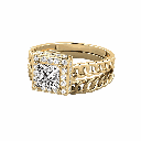 Princess Cut Hidden Halo Bridal Set Ring For Women