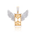 Round Diamond Hourglass With Wings Luxurious Pendant 
