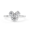 Three Stone Lab Grown Diamond Ring, Round Cut Diamond Engagement Ring, Mouse Ears Engagement Three Stone 14K White Gold Ring