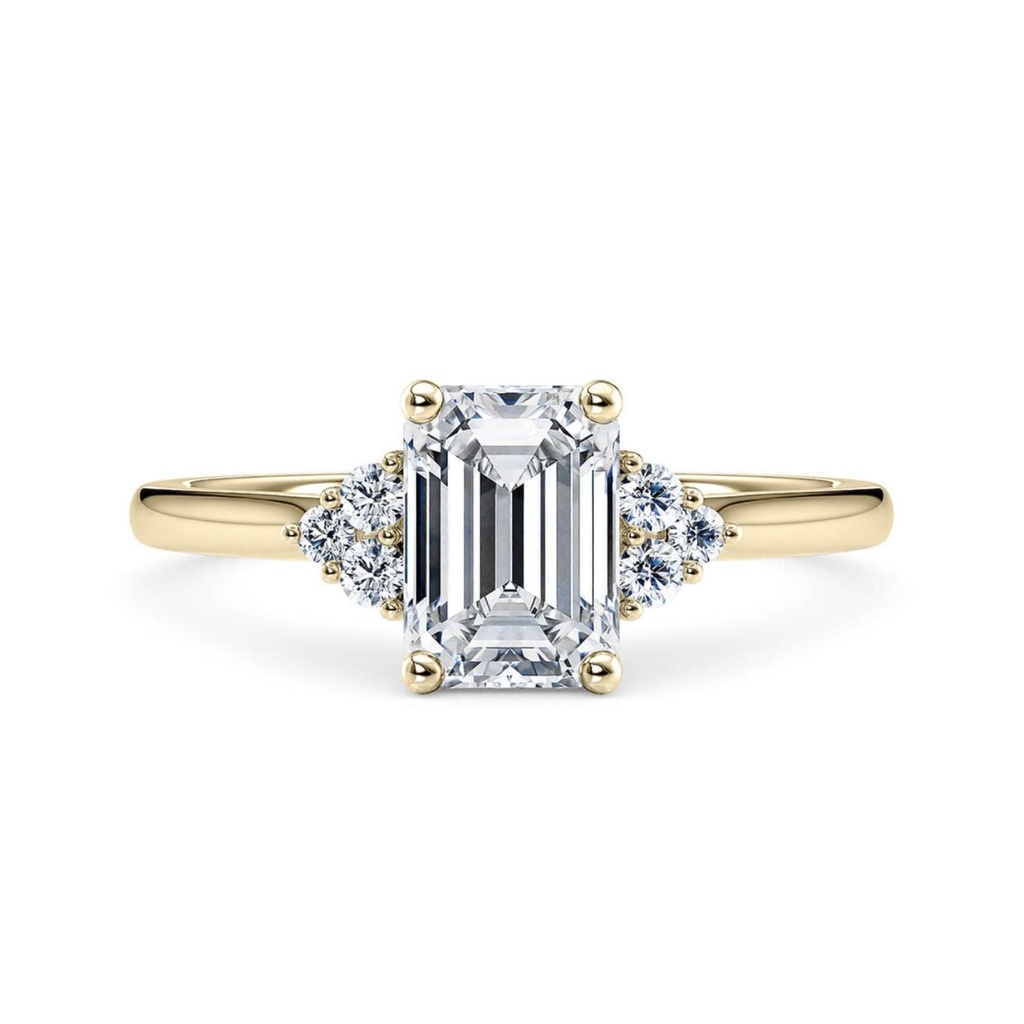 Emerald Cut Cluster Engagement Ring For Women