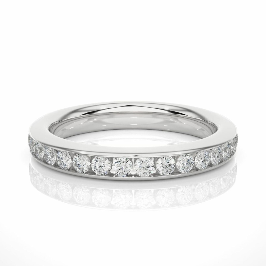  Round Channel Set Lab Diamond Eternity Wedding Band 