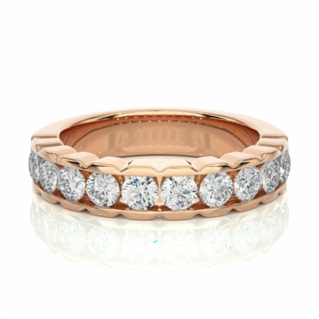  Round Cut Channel Set Lab Wedding Band For Women