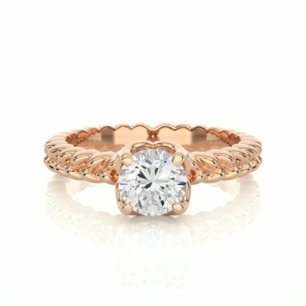  Round Cut 4 Prong Set Solitaire Diamond Engagement Ring For Women