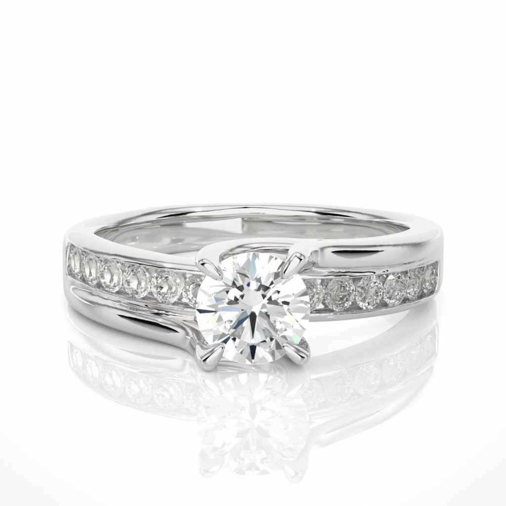 Round Cut Prong Set Diamond Engagement Ring For Women