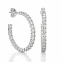  Round Cut Prong Setting Diamond Hoop Earrings For Women