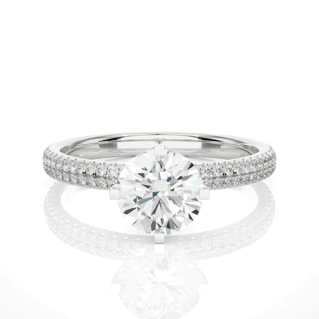  Round Cut Solitaire with Accents Diamond Ring For Women