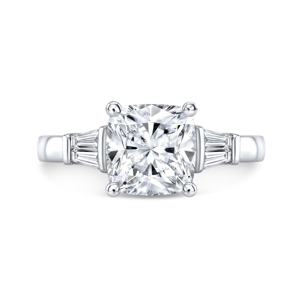 Cushion & Baguette Cut 5 Stone Lab Diamond Engagement Ring In White Gold