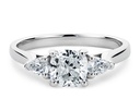  Cushion & Pear Cut 3 Stone Lab Diamond Engagement Ring 