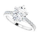 Oval Cut Cathedral 6 Prong Solitaire Lab Diamond Ring in White Gold
