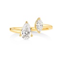  Marquise and Pear Cut Prong Set Toi Et Moi Lab Diamond Ring in Yellow Gold