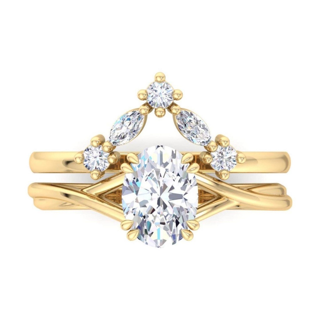 2ct Lab Diamond Oval Engagement Ring, Oval Lab Diamond and Solitaire Wedding Ring, Yellow Gold Lab Diamond Ring