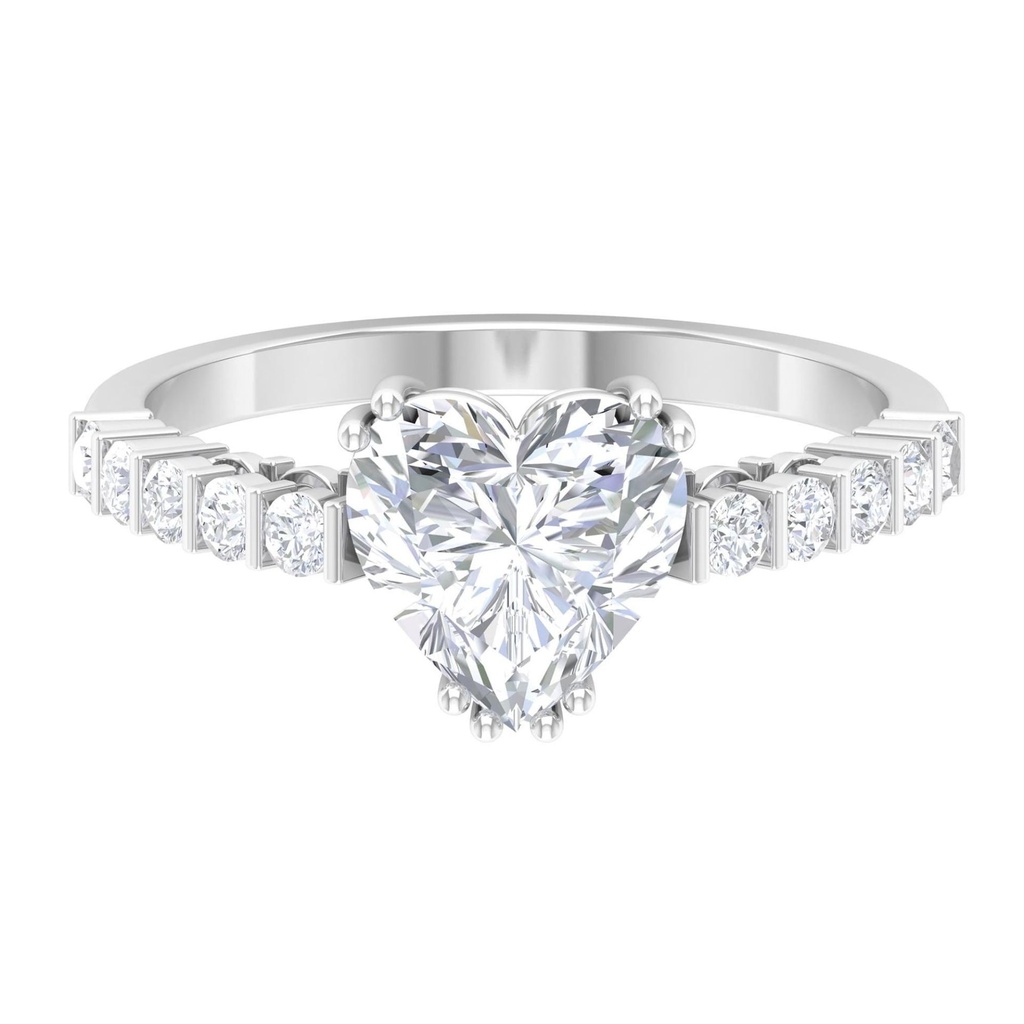 Heart Shape Moissanite Solitaire Engagement Ring, Moissanite 8 MM Heart Shape Ring for Women, 925 Sterling Silver