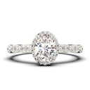 Oval Cut Diamond Moissanite Classic Engagement Art Deco Ring, Halo Wedding Ring In 10K Solid White Gold, Promise Ring, Anniversary Ring