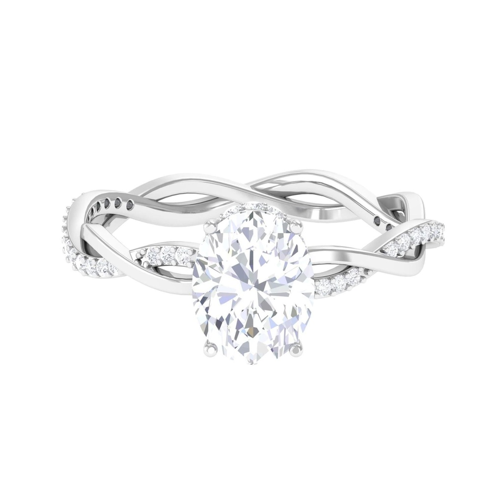 Oval Solitaire Braided Ring for Women (D-VS1 Quality)  925 Sterling Silver,