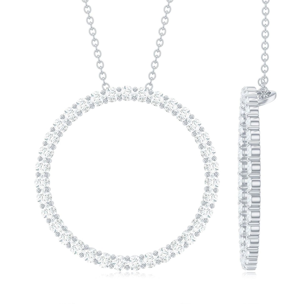 Certified Moissanite Open Circle Eternity Necklace, 14K White Gold
