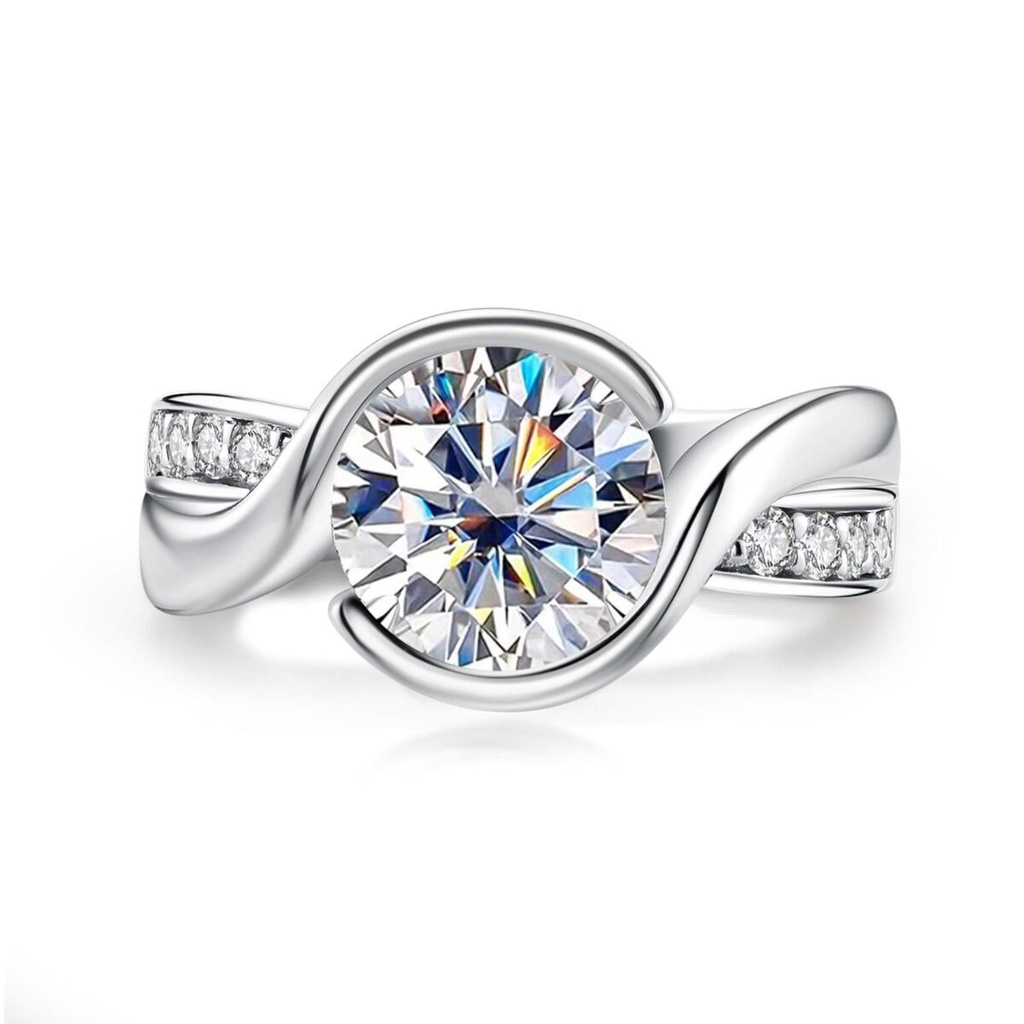  Engagement Ring 14K Gold  925 Sterling Silver Solitaire Twisted Anniversary Wedding Promise Ring for Women