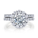 Metal Masters  Round Crown Halo Bridal Set 18K Over Silver Wedding Engagement Ring Set