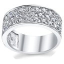 Metal Masters Sterling Silver Men's Wedding Band Engagement Ring With Cubic Zirconia CZ 9MM 3 Row Size 9