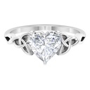  Heart Shaped  Solitaire Celtic Gold Engagement Ring, 925 Sterling Silver