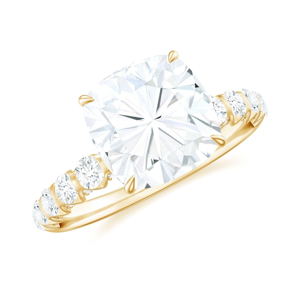 Cushion Cut  Solitaire Engagement Ring with Side Stones  