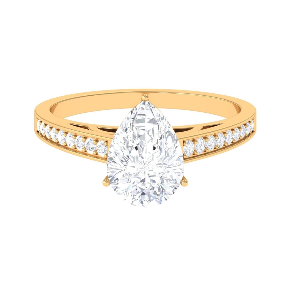  Pear Cut Engagement Ring,  Teardrop Engagement Ring Solitaire Engagement Ring, Certified Ring, 