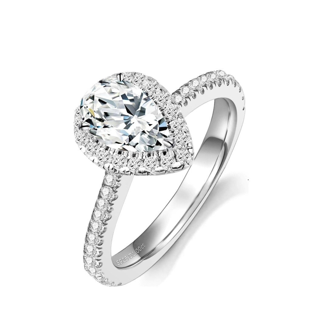 Moissanite Wedding Band Eternity Ring for Women, VVS1 Clarity White Gold Plated 925 Sterling Silver Stackable Anniversary Ring