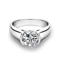  Moissanite Half Bezel Set Ring for Women Platinum Plated Silver VVS Moissanite Diamond Solitaire Engagement Promise Band