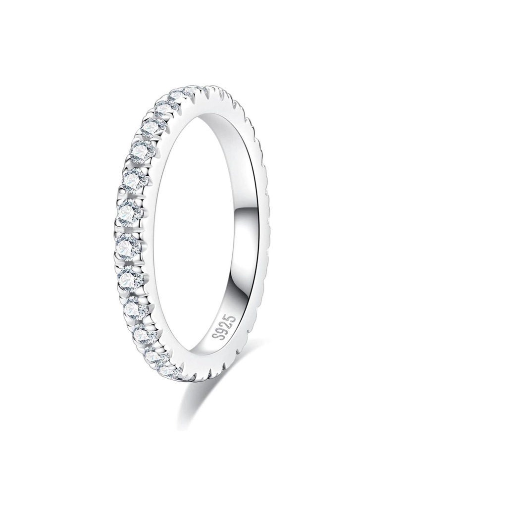  Eternity Rings  Clarity Round Brilliant Cut  Diamond S925 Sterling Silver Stackable Wedding Anniversary Bands for Women with Certificate