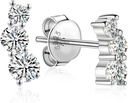 Earrings  Brilliant Round Cut Lab-Made Diamond Earrings 18K White Gold Plated 925 Sterling Silver Friction Back Crawl Earrings for Women