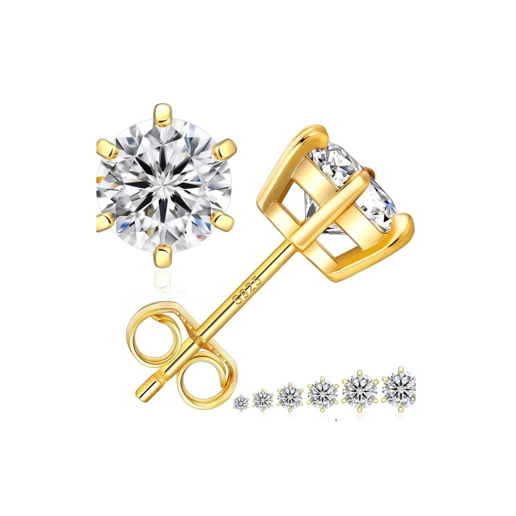  Moissanite Studs Earrings Lab Created Diamond 14K White Gold Plated 925 Sterling Silver Earring Jewelry Gifts for Women Men VVS1 Brilliant Round Cut Diamond Jewelry