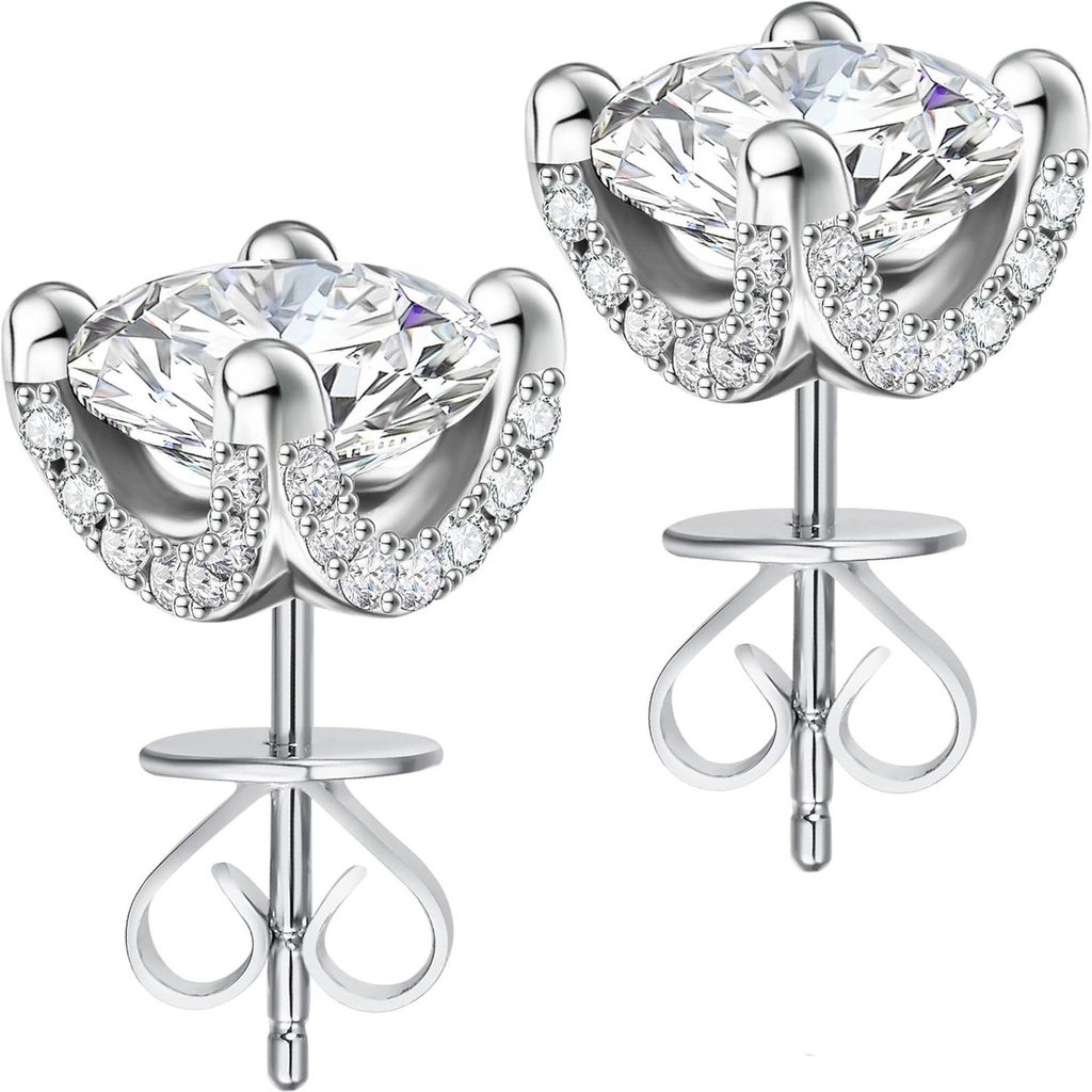 Moissanite Stud Earrings for Womens  S925 Sterling Silver Earrings for Women VVS1 Clarity Moissanite Earrings