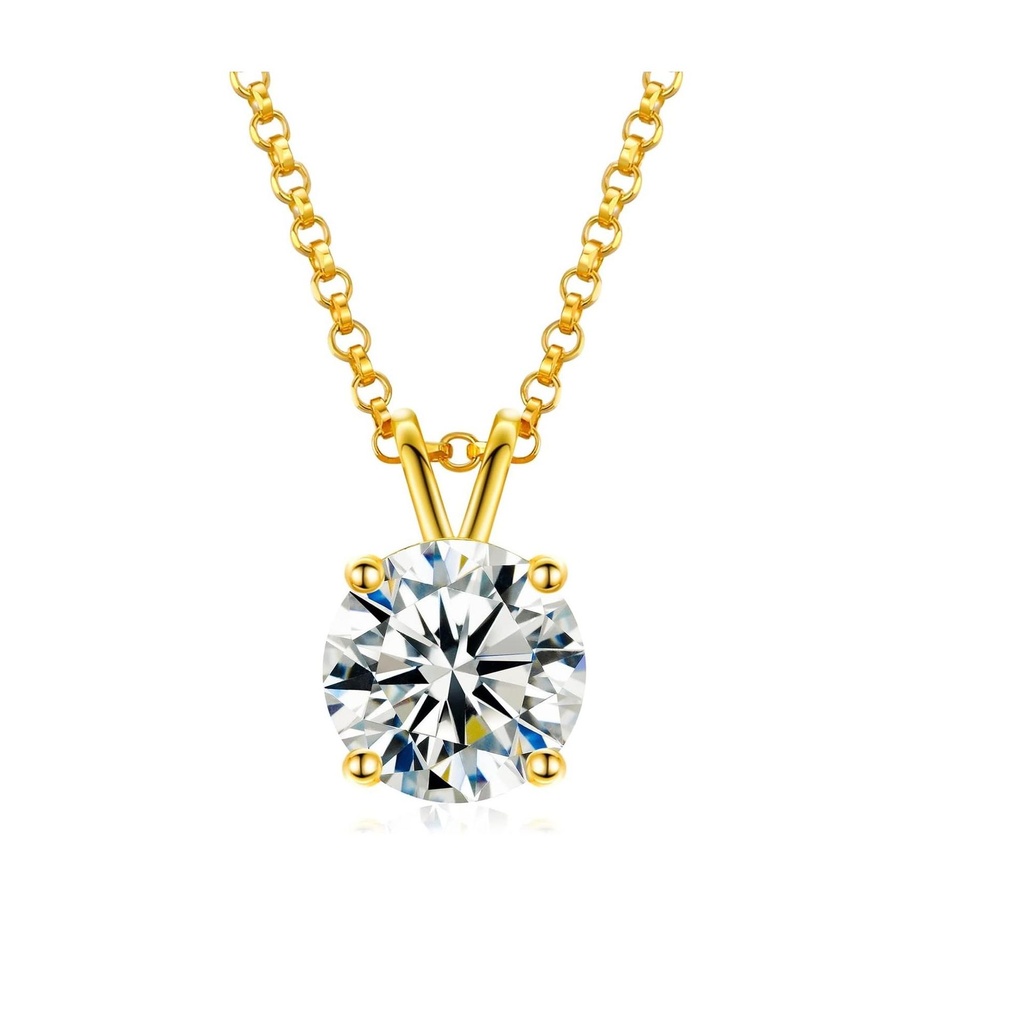  Necklace for Women Lab Created Diamond Pendant 18K White/Yellow Gold Plated Sterling Silver Necklace Round  Pendant Diamond Solitaire Necklace Gift for Mom/Wife  Diamond Jewelry with 