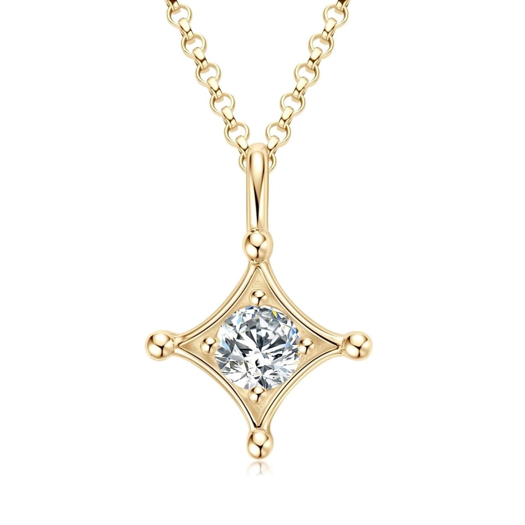 Moissanite Necklace for Women, 925 Sterling Silver 18K White/Yellow Gold Plated Lab Created Diamond Pendant Solitaire Necklace Gift for Her Mother Mom Wife Girlfriend Diamond Jewelry 