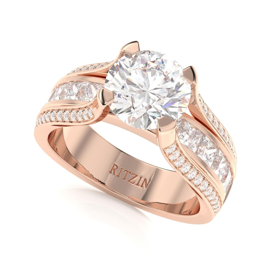  Diamond Engagement Ring 14K White Gold Wedding Ring For Women Princess Channel Set Three Row Wide Band Ring Women's Day Gift