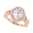  Certified Oval Cut Diamond Halo Ring, Vintage Style 14K White Gold Engagement Anniversary Gift, Unique Ring For Her