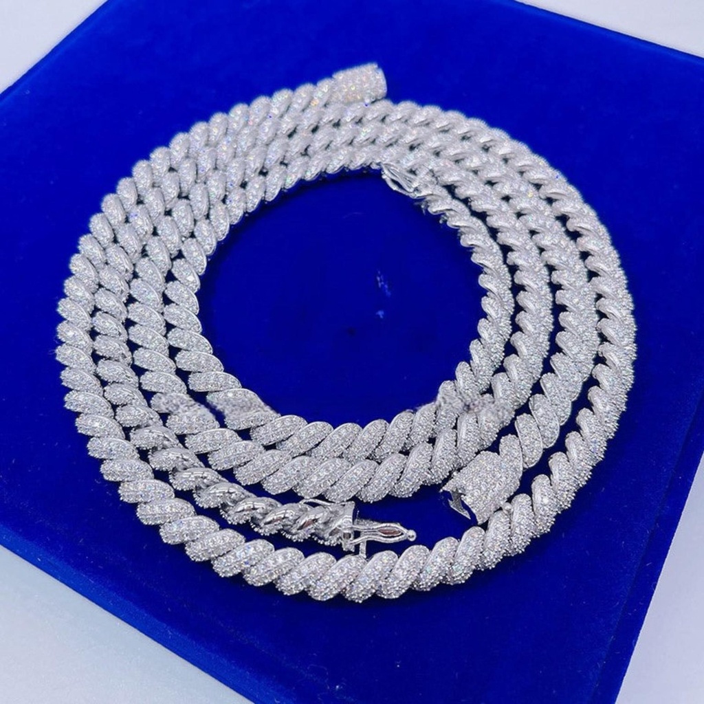 Men's  Sterling Silver Iced Out Rope Chain with Diamond