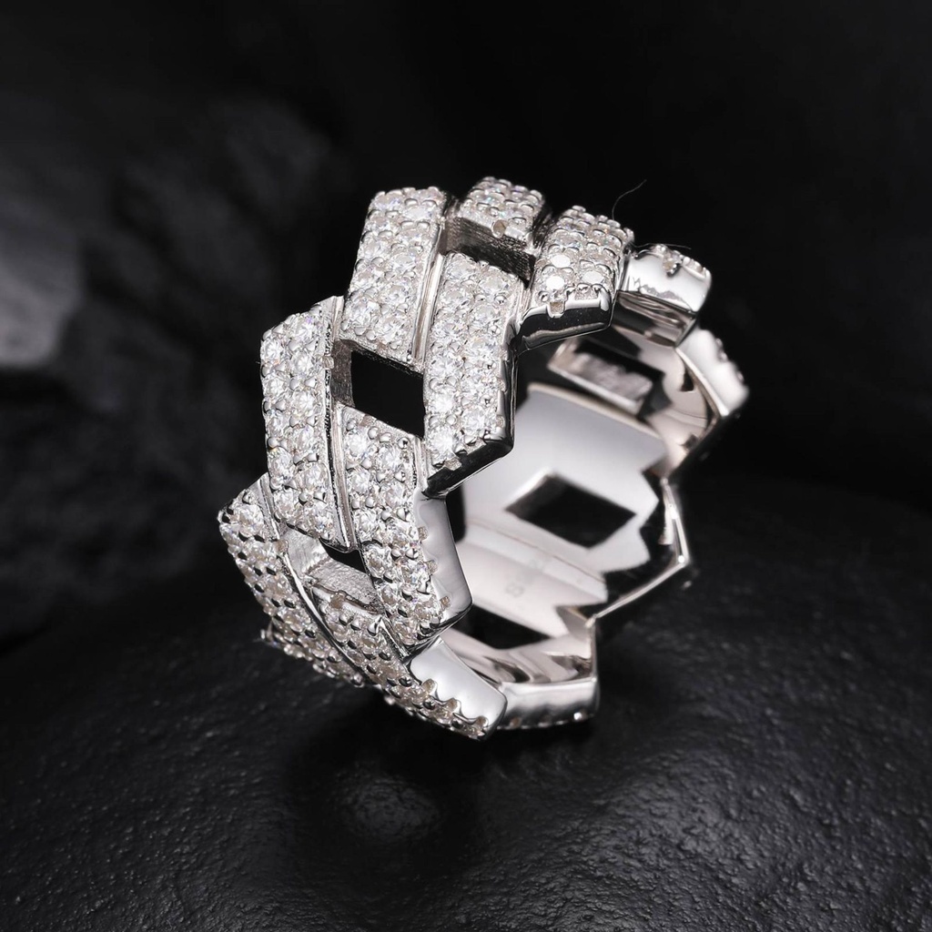 Moissanite Prong Cuban Ring