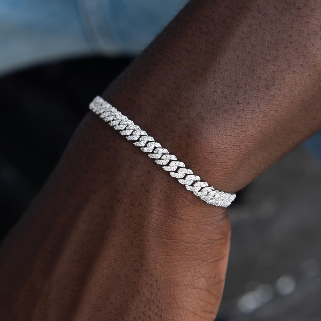 925 Silver Moissanite Cuban Link Bracelet