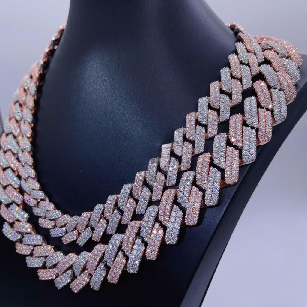  Cuban Chain | 2-Tone Iced Out Hip Hop Jewelry