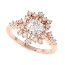 Solid gold Moon Ring Round  Diamond Engagement Ring,  Celestial Ring, Personalized Jewelry Gift