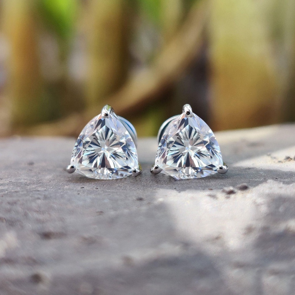 Trillion Shape Diamond Earrings For Women