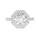 Round Cut Moissanite 14K White Gold Ring / Moissanite Hexagon Shape Halo Ring / Women's Wedding Gift Ring / Birthday Gift For Your Wife